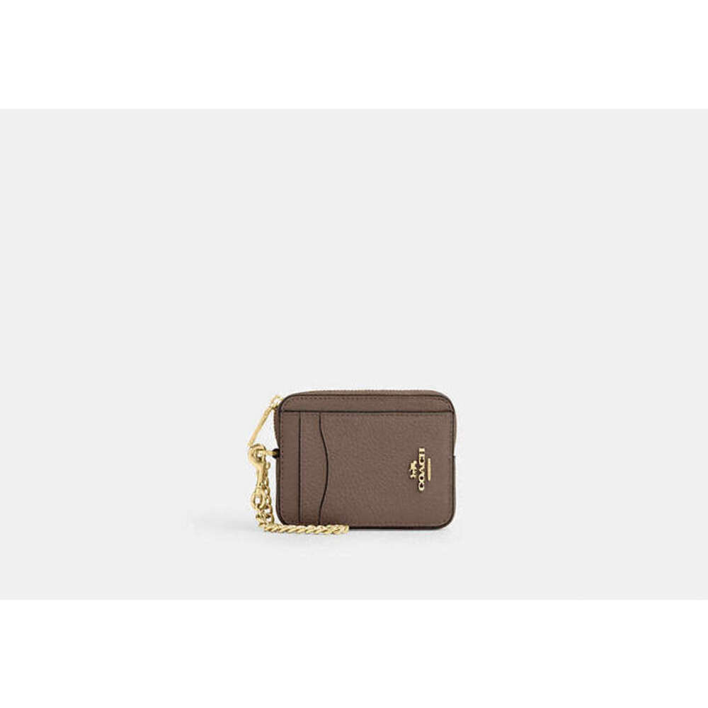 Coach Zip Card Case - Dk Stone